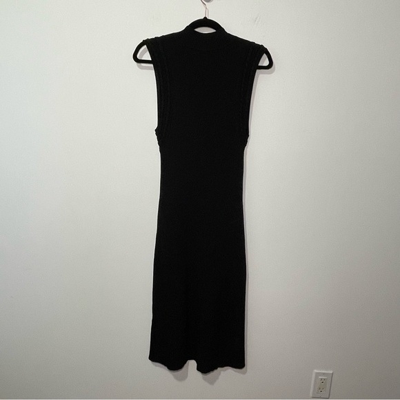 White House Black Market women Black Sleeveless Knit Midi Dress Size L Zip Neck - Picture 8 of 10